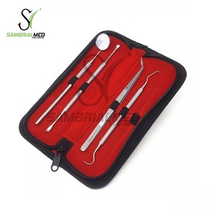 Kit bucal dental de 4 piezas de calidad superior, instrumentos quirúrgicos alemanes de acero inoxidable, juego de selección de sonda escaladora y herramientas de espejo - Product Image 1