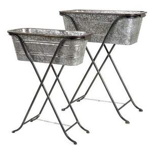 Maceta de metal Cubo de vientre galvanizado Cubo de estilo Rural francés Hecho con material de alta calidad para uso regular - Product Image 1