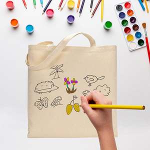 Sac fourre-tout noir de niveau avancé pour enfants, en coton, pour colorier et peindre - Product Image 2