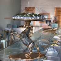 Support à gâteau rond à 3 niveaux en métal argenté en forme d'éléphant, écologique, avec logo personnalisé pour les fêtes et les décorations de desserts de fêtes