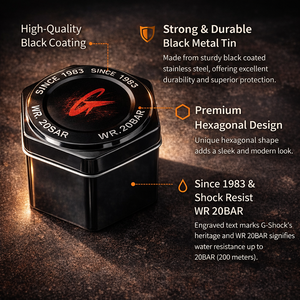 Boîte à montres de luxe en acier inoxydable noir, boîte à montres en métal pour bébé, avec logo OEM, vente en gros - Product Image 5