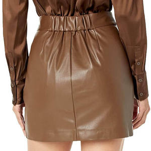 Venta al por mayor de alta calidad por encargo falda de cuero faldas plisadas de cuero Falda plisada de Pu para mujer precio razonable servicio OEM - Product Image 2