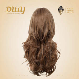 Molly-DWY 24 Inches Glueless Synthetic <b>Wig</b> for Women Mid-Length Wavy Layer Cut Golden Linen <b>Brown</b> Light <b>Brown</b> Natural Hairline - Product Image 3