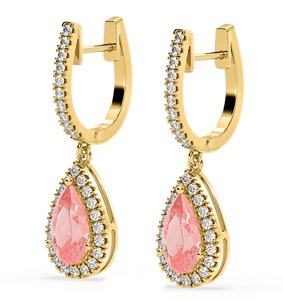 Pendiente de gota de diamante cultivado en laboratorio rosa con forma de pera 14K 18K oro blanco amarillo IGI diamante certificado VS claridad con alta calidad - Product Image 2