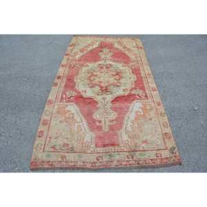 Vintage 4 X 7.7ft <b>Red</b> Beige Turkish Rug Classic Large Area Woolen Area Rug Abstract Patchwork Hallway Rectangle 10mm <b>Latex</b> Room - Product Image 1