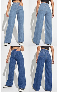 กางเกงขากว้างสำหรับผู้หญิงกางเกงยีนส์ขากว้างทรงหลวมเอวสูงขายาวโอเวอร์ไซส์ออกแบบได้ตามต้องการ - Product Image 6