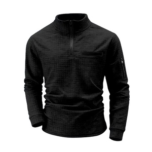 Polo de Golf a Cuadros con Cuello Alto para Hombre, con Mangas Transpirables, Bolsillo con Cremallera, Estilo Deportivo y Elegante, Manga Larga para Primavera y Otoño - Product Image 2