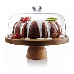 Durable Wooden <b>Cake</b> <b>Stand</b> With <b>Glass</b> Dome Wooden Fruit <b>Stand</b> Factory Custom Best Wooden Round <b>Cakes</b> <b>Stands</b> With Top Cover - Product Image 5