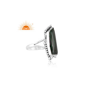 Meilleure vente en argent sterling oxydé malachite naturelle pierre précieuse bague fendue bijoux personnalisés pour les femmes cadeau pour elle - Product Image 4