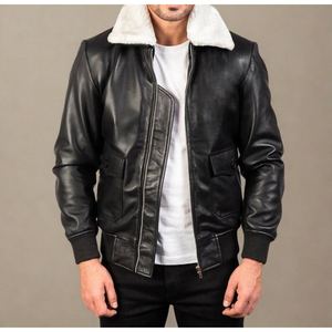 Chaqueta Bomber de Piel de Oveja Hecha a Mano para Hombre, Cuero Genuino, Cálida, Duradera, Cómoda y Elegante, Ropa de Abrigo de Invierno - Product Image 4