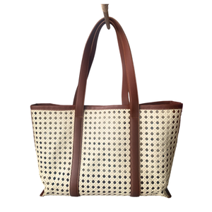 Wholesale Rattan Webbing <b>Bag</b> Rattan Leather <b>Bag</b> Summer Beach <b>Bag</b> Natural Woven Basket With Leather Best Quality Made in Vietnam - Product Image 1