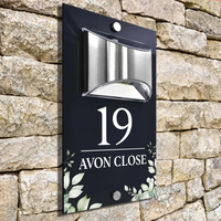 Signe d'adresse de numéro de maison LED Solar Outdoor Waterproof House Room Number Sign Acrylique Solar Address Led Number Letters Sign