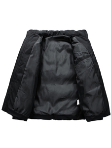Abrigo acolchado informal para hombre, cortavientos con bolsillo con cremallera, decoración con patrón de cuello levantado, chaqueta acolchada de burbujas corta para invierno 2025 - Product Image 5