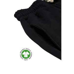 Pantalones de chándal de lana orgánica para hombre negro, forro polar de 9 oz, cálido con bolsillos laterales profundos y cordón ajustable - Product Image 3