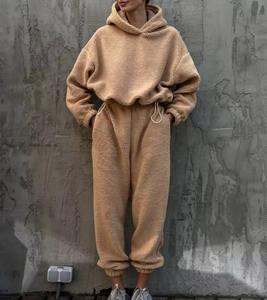 Sudadera con capucha y cremallera desgastada con logotipo personalizado, chándales para mujer, conjuntos de joggers, conjunto de pantalones de chándal de dos piezas para mujer, conjunto de chándal para mujer - Product Image 3