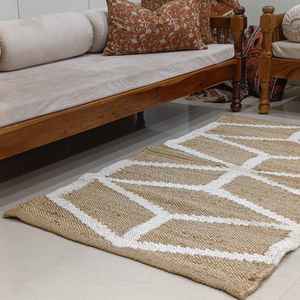 Tapis de Terre Geowoven Tapis de Jute Naturel 100% Tissé à la Main avec Motif Géométrique Moderne pour Décoration de Salon - Product Image 1