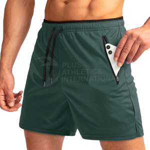 Pantalones cortos deportivos básicos para hombre, tela de secado rápido con diseño que absorbe el sudor y bolsillos laterales con cremallera, pantalones cortos de entrenamiento ligeros - Product Image 2