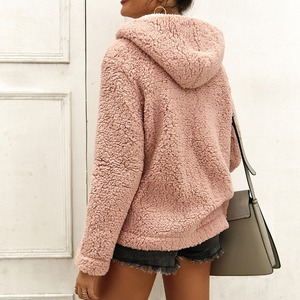 Sweats à capuche doublés Sherpa pour femmes Pullover Winter Fleece Fluffy Sweater Zipper Turtleneck, Zipper-Up, Short, Hodies For Woman - Product Image 6