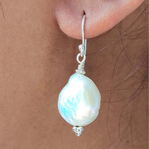 925 Sterling <b>Silver</b> Freshwater Baroque Pearl <b>Dangle</b> <b>Earrings</b> Handmade Gold Jewelry Danglepearl <b>Silver</b> <b>Earrings</b> - Product Image 5