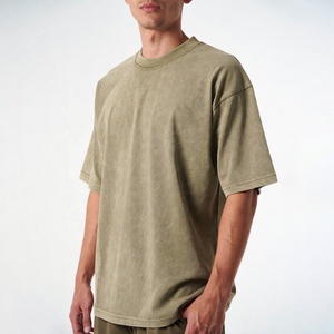 Organic Cotton Custom Oversized Acid Wash Distressed T-<b>Shirt</b> with Short Sleeve Crew Neck <b>Men</b> Women Unisex Eco Friendly - Product Image 1