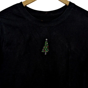 Custom Rhinestone <b>Christmas</b> Tree TShirt Women Fitted Holiday Tee Bling Festive Top Bulk Wholesale OEM Private Label High Quality - Product Image 2