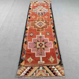 3.1x10.5 ft Rug, <b>Runner</b> Vintage Rug, <b>Red</b> Herki Persian Rug - Product Image 1