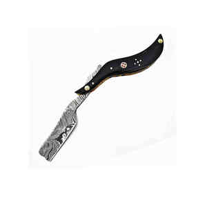 Maquinilla de afeitar plegable de acero inoxidable para quitar el pelo, mango de madera, cuchilla recta - Product Image 3