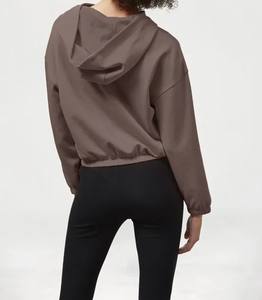 Sudadera con capucha de gran tamaño recortada alta personalizada para mujer, jersey con capucha, sudadera informal de punto de invierno, ropa de salón, ropa informal - Product Image 2