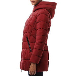 Customizable 2026 Winter Red Women's Puffer Jacket Hooded Long Sleeve Thick Zipper Casual Solid Color Waterproof Logo Polyester - Product Image 5
