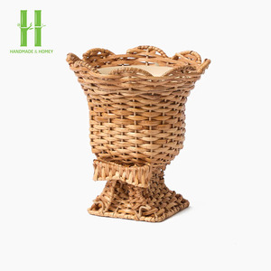 Vase en rotin naturel fait à la main de haute qualité porte-fleurs décoratif pour Boho moderne ou décor à la maison rustique OEM fabriqué au Vietnam - Product Image 4
