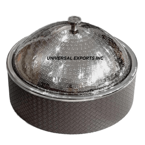 Vajilla decorativa de mesa de forma redonda Hotpot de Metal perla cazuela clásico elegante al por mayor calentador de alimentos de Metal - Product Image 4