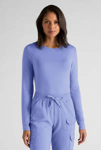 Top de manga larga con cuello redondo para mujer con pantalones cargo Color morado claro - Product Image 4