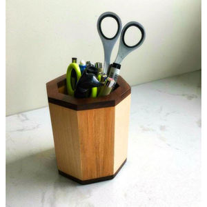 Portalápices de madera de diseño estándar Portalápices de madera de 3 secciones Portalápices de madera de alta calidad para organizador de escritorio - Product Image 5