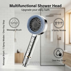 Venta al por mayor directa de fábrica: Accesorios para cabezal de ducha de alta presión, cabezal de ducha con filtro ABS de 4+1 modos y boquillas de masaje de silicona - Product Image 4