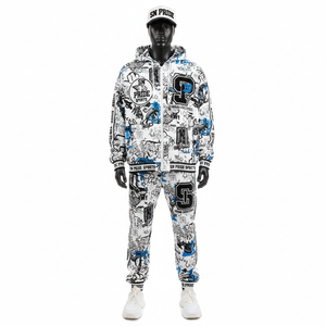 Nouveau style d'hiver, ensembles de survêtement décontractés pour hommes à capuche, solides, sur mesure, de haute qualité, 100% coton, confortables, broderie respirante - Product Image 1