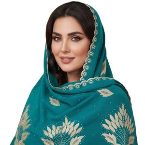 Chales para Mujeres Musulmanas, Ropa de Boda, Transpirables, para Uso Diario al Aire Libre, para Todas las Estaciones, Calidad Premium, Personalizados, con Bordado Floral - Product Image 1
