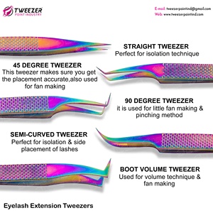 Multi Color Dot Design Eyelash Tweezers High Quality Wholesale Prices Stainless Steel Custom Logo Lash Accessories Beauty Tool - Product Image 3