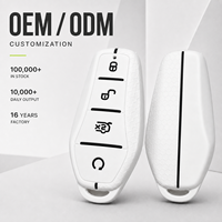 Housse de clé télécommande en silicone blanc OEM pour BYD Atto 3 Yuan Plus Dolphin 4 boutons, emballage de présentation personnalisé pour la vente au détail