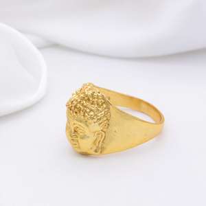 Anillo de latón con diseño de Buda para hombre, chapado en oro de 18k, anillo religioso espiritual hecho a mano, estilo bohemio, anillo llamativo al por mayor para mujer - Product Image 3