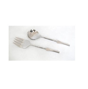 ใหม่ดูโลหะ Flatware ใหม่ล่าสุดชุดช้อนส้อมสแตนเลสสลัดเซิร์ฟเวอร์ชุดสองการออกแบบใหม่ชุดช้อนส้อมโลหะ - Product Image 2