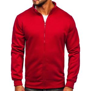 100% algodón polar diseño de moda OEM Logo algodón sólido rojo cremallera completa cuello alto chaqueta térmica para hombre - Product Image 1