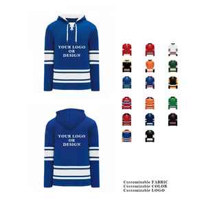 Sweat-shirts à capuche en coton personnalisables pour le hockey sur glace, unisexe, avec logos personnalisés, pour hommes, avec lacets, vierges, pour tenues d'équipe - Product Image 3