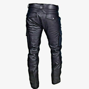 Nouveau Streetwear Style en cuir Cargo pantalon hommes pantalons droit incurvé rayé sur mesure respirant en cuir Offre Spéciale Cargo pantalon - Product Image 2