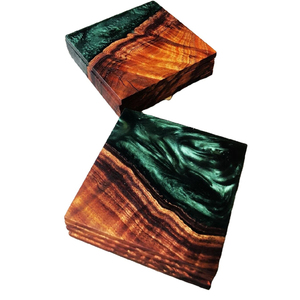 4 Pcs Super Looking <b>Set</b> of Personalized Color Epoxy Resin & Wood Square <b>Coaster</b> Epoxy Resin <b>coaster</b> <b>Set</b> - Product Image 4