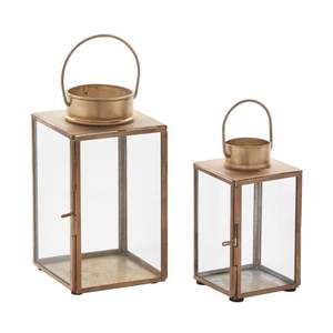Elegant <b>Copper</b> Rectangular Metal Iron <b>Lantern</b> with Customizable 1 Color Print Glass Candle Holders for Home Decor and Christmas - Product Image 5