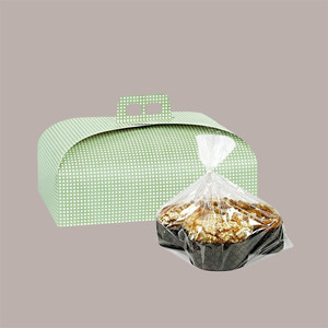 Fournitures pour les fêtes de Pâques, boîte à colombes en papier vert avec poignée, style classique, petits carrés graphiques, 335x235 H90mm, 10 pièces - Product Image 2