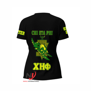 T-shirt pour femmes personnalisé avec Chi Eta Phi style tortue T-shirt imprimé de lettres pour femmes T-shirt personnalisé col en V pour femmes - Product Image 6