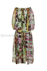 Vestido Maxi largo estampado para mujer, Mangas de globo con puños elásticos, Cinturón desmontable con borla, vestidos para mujer - Product Image 3