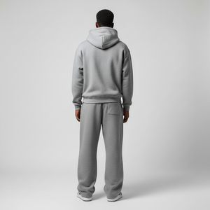 Ensemble sweat-shirt et pantalon de survêtement gris avec logo personnalisé |   Veste réversible pour homme en coton 100% poids lourd, coupe-vent, écologique, grande taille - Product Image 5