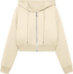 Sweat à capuche court pour femme 100% coton polaire hiver manches chauve-souris avant Logo Option - Product Image 2